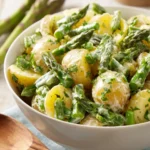 asparagus potato salad with creamy dressing and fresh herbs