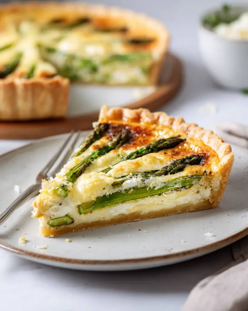 Asparagus quiche recipe with creamy filling and flaky crust