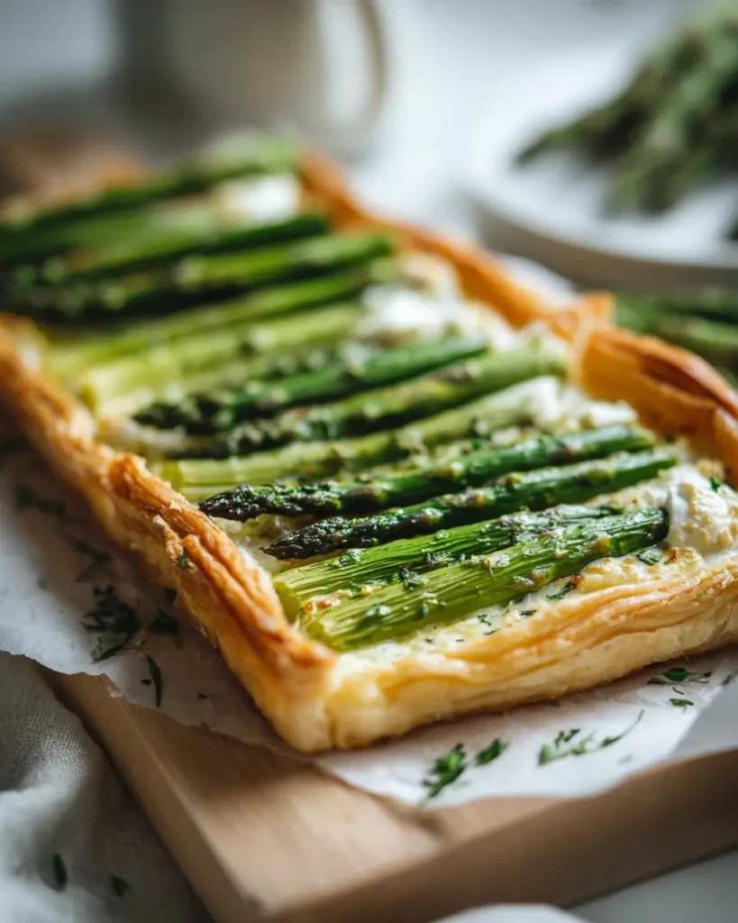 Asparagus tart recipe with flaky puff pastry and fresh asparagus