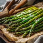 sheet pan asparagus roasted with crispy edges and parmesan