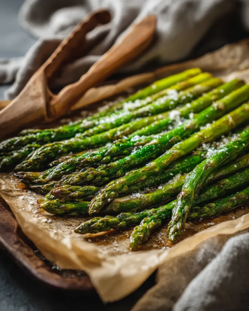 sheet pan asparagus roasted with crispy edges and parmesan