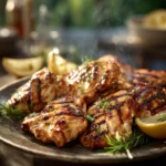 Chicken Grilling Recipes with char marks served on a plate with fresh herbs